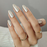 Cat Eye Light Nude Short Almond Nails