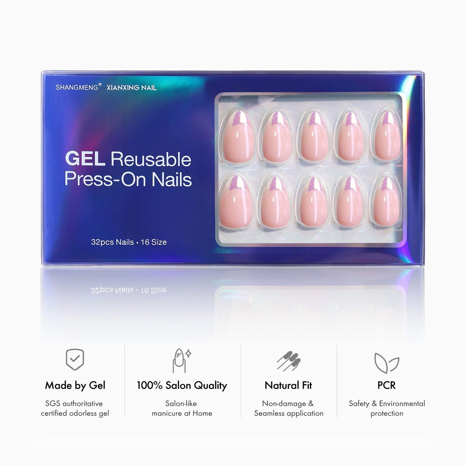 French Gel Dazzling Pink Press on Nails
