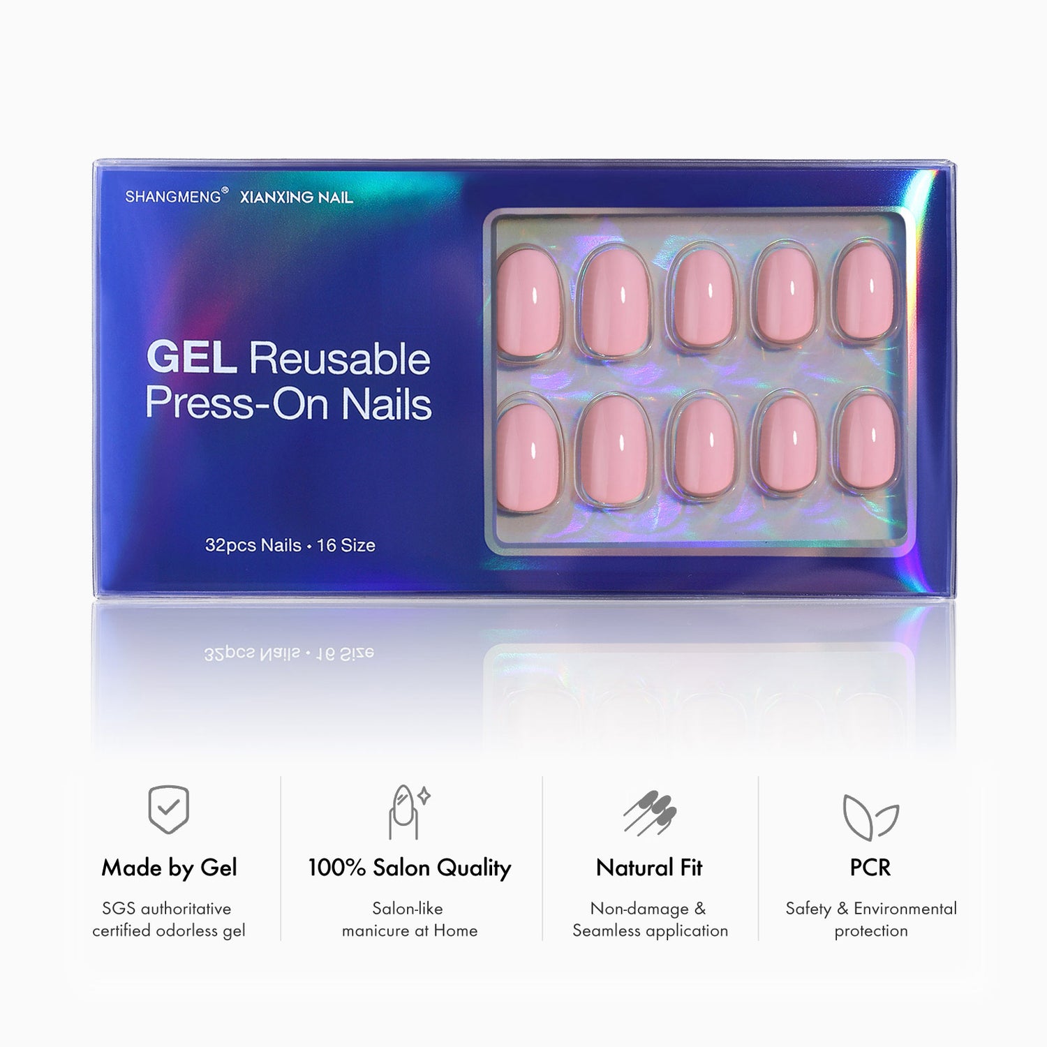 Ongles en gel souples courts et ovales rose