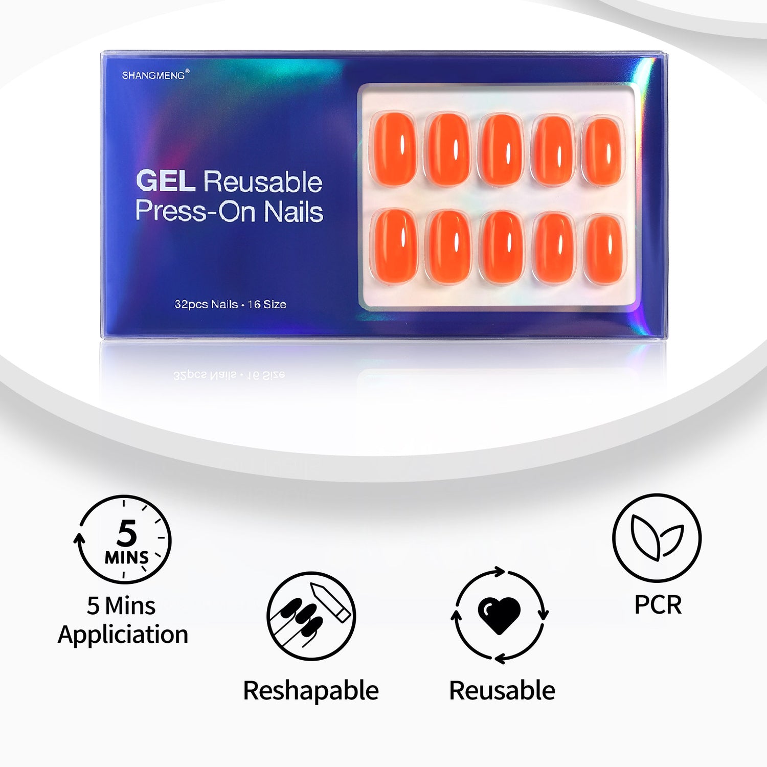 Orangeade – Runde, weiche Gel-Aufklebenägel