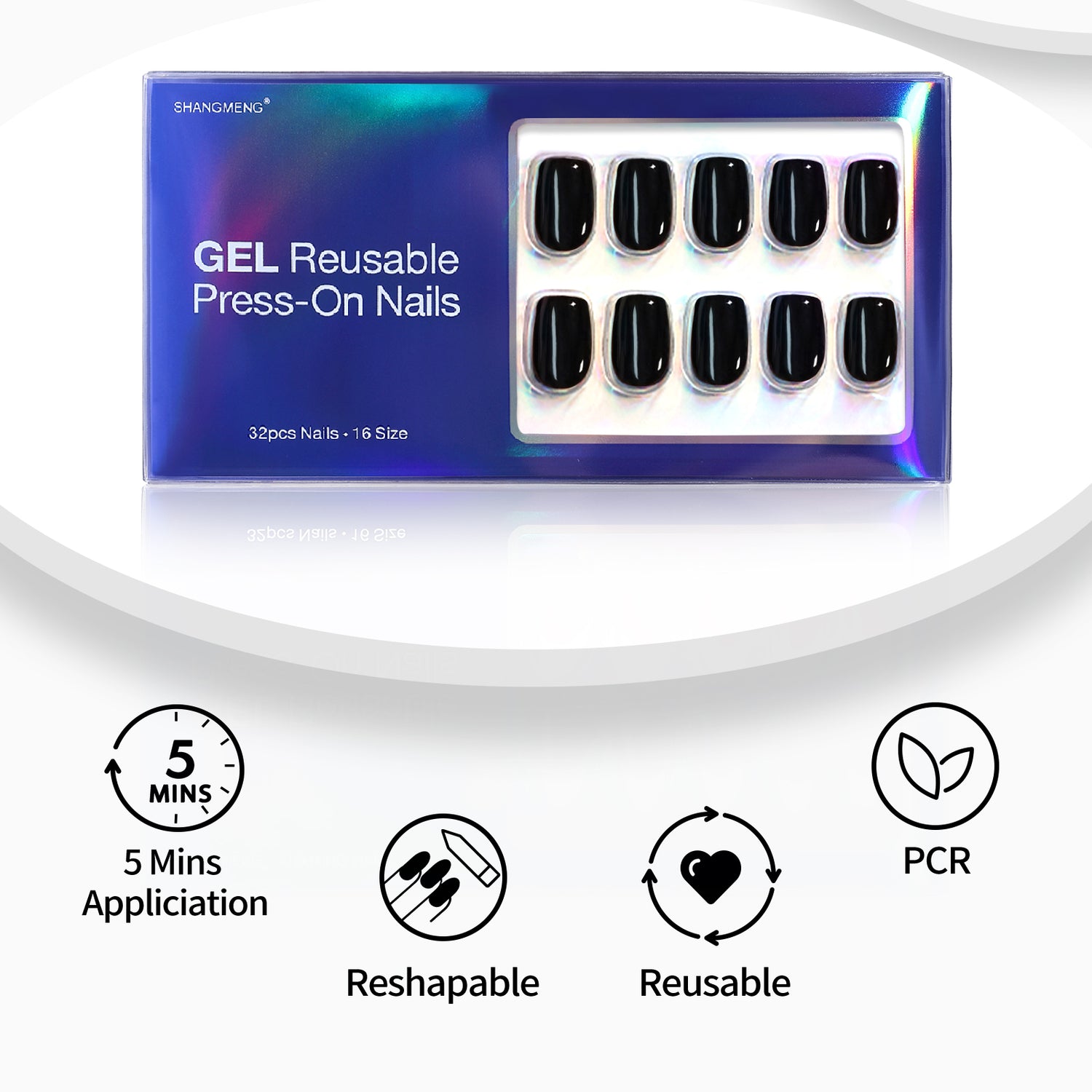 Ongles en gel souple noir classique