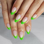 French Green Tips Short Almond Nails
