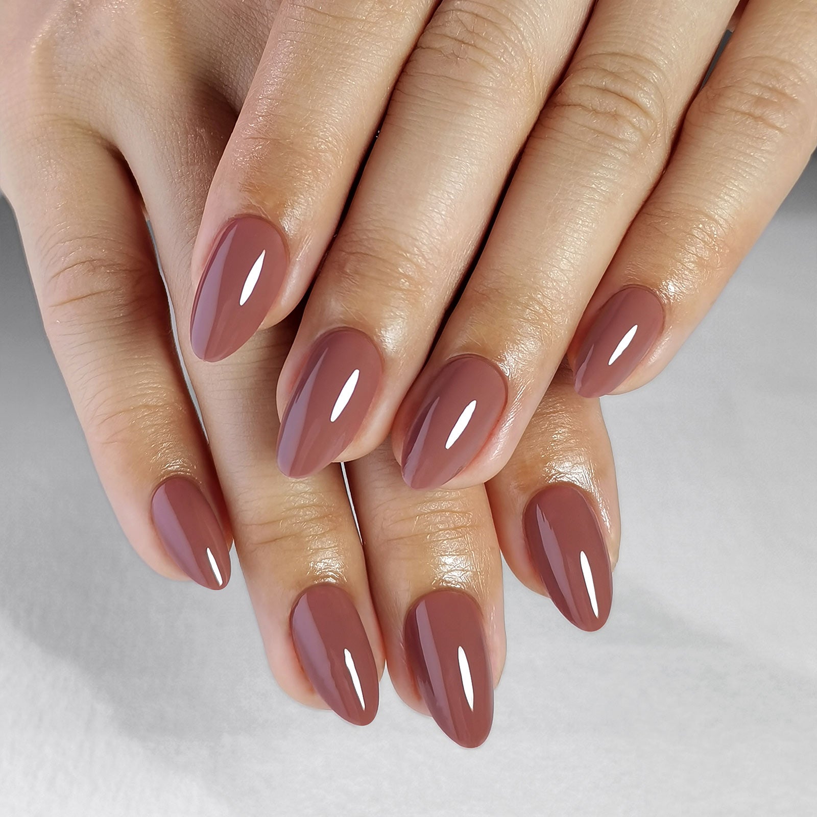 Rose Brown Almond Nails