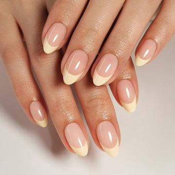 Buttermilk French Tips Almond - Press on Nails foto do produto | SHANGMENG®