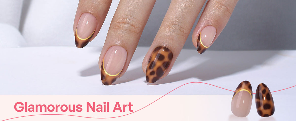 Unhas Amendoadas Curtas com Francesinha Tartaruga detail image 1
