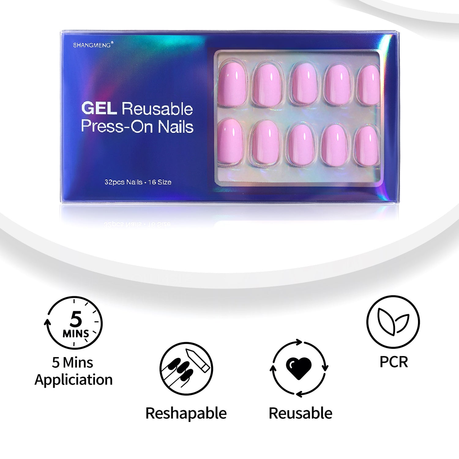 Ongles en gel souples courts et ovales roses pour jeunes