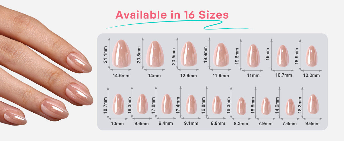 Unhas Press-On Champagne, Amendoada Curta com Efeito Vitrificado detail image 1