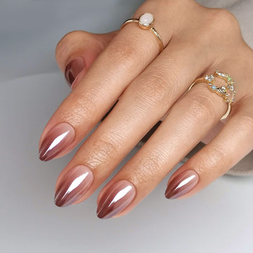 Glazed Chrome Ombre Coffee Nails: foto do produto | SHANGMENG®