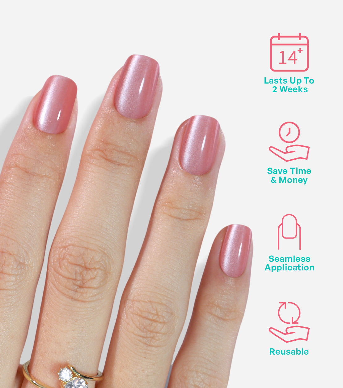 Kit d'ongles à coller œil de chat rose clair