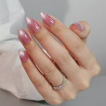 Pink Cat Eye Short Almond Nails