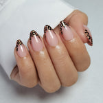 Leopard Print French Tips Almond Nails