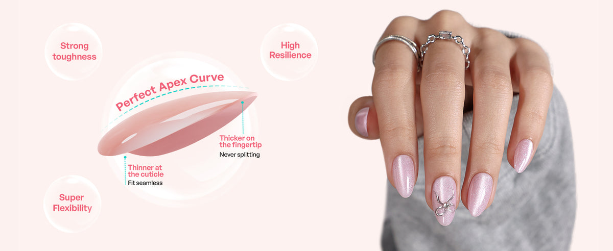 Unghie a Mandorla Corte Cat Eye Rosa con Fiocco Argento 3D detail image 2