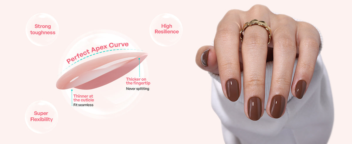 Unhas Ovais Curtas em Marrom-Chocolate detail image 2