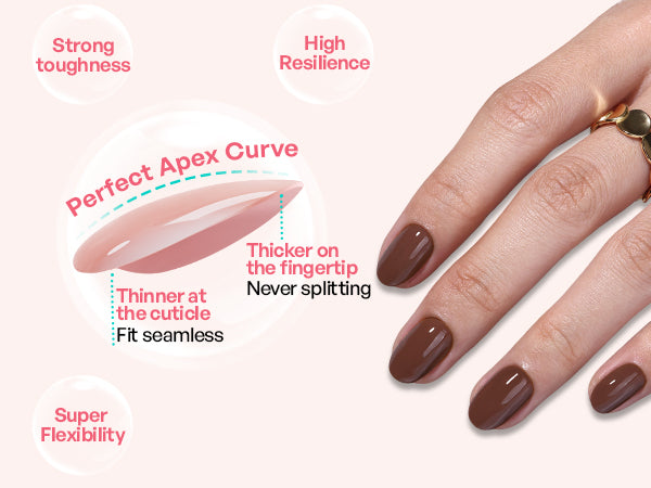 Unhas Ovais Curtas em Marrom-Chocolate detail image 2