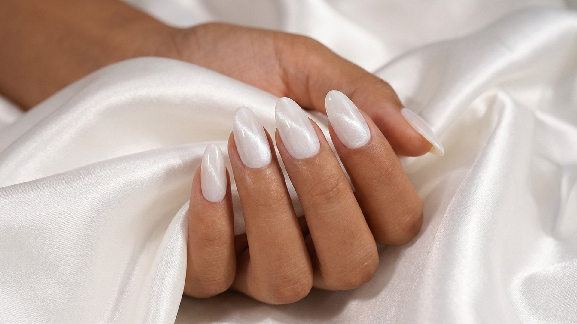White Cat Eye Nails: Milky Magnetic Shimmer hero image