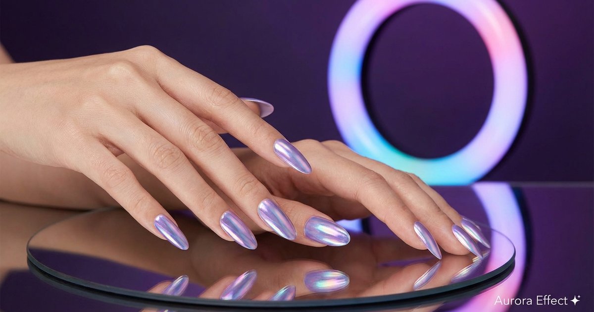 Aurora Chrome Nails: The Holographic Shimmer Trend 2026 hero image