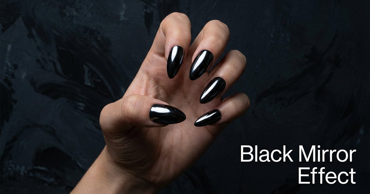 Black Chrome Nails: The Dark Mirror Trend (Almond) hero image