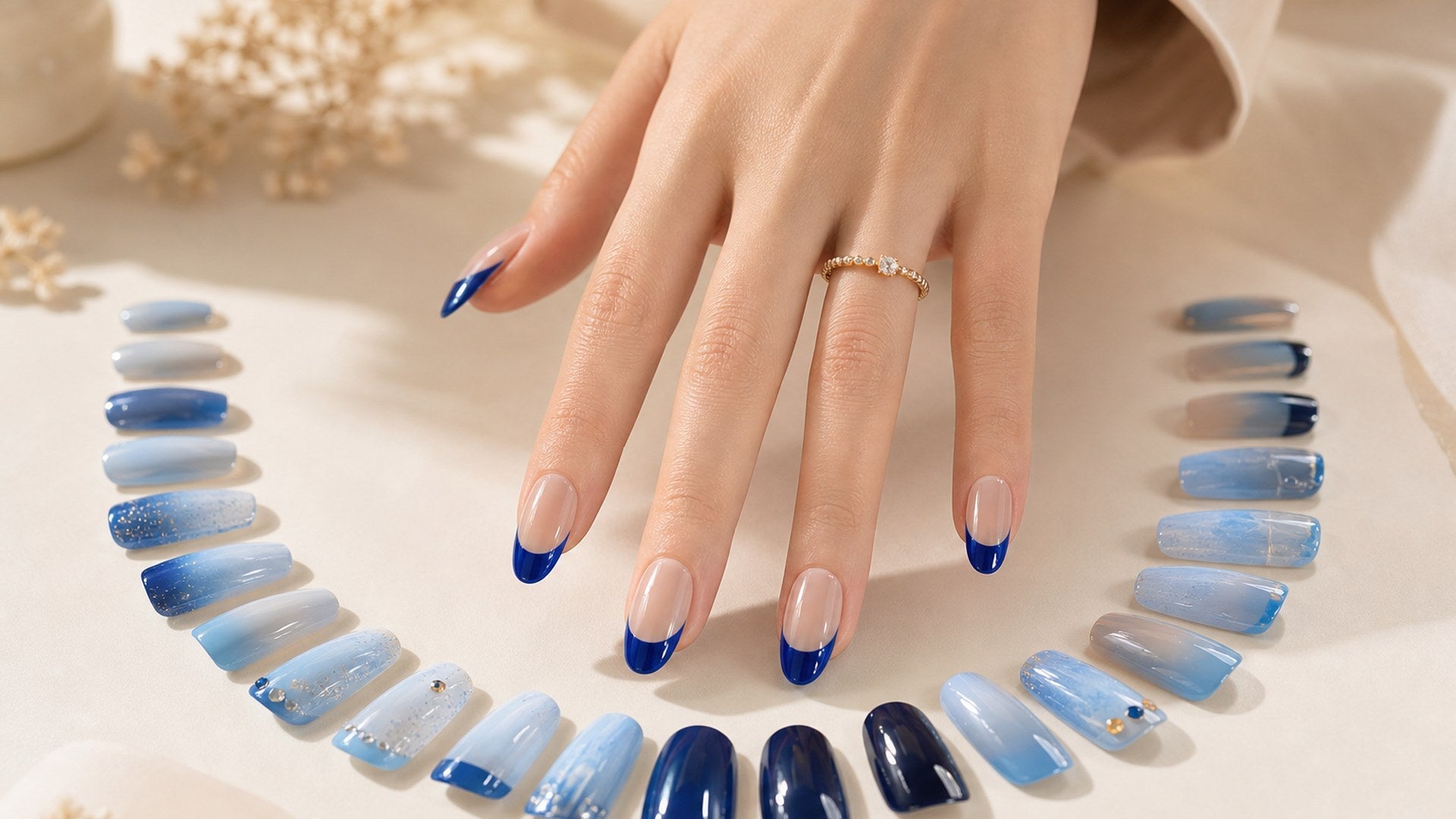 Blue French Nails: 20 Designs from Baby Blue to Navy 2026 hero image