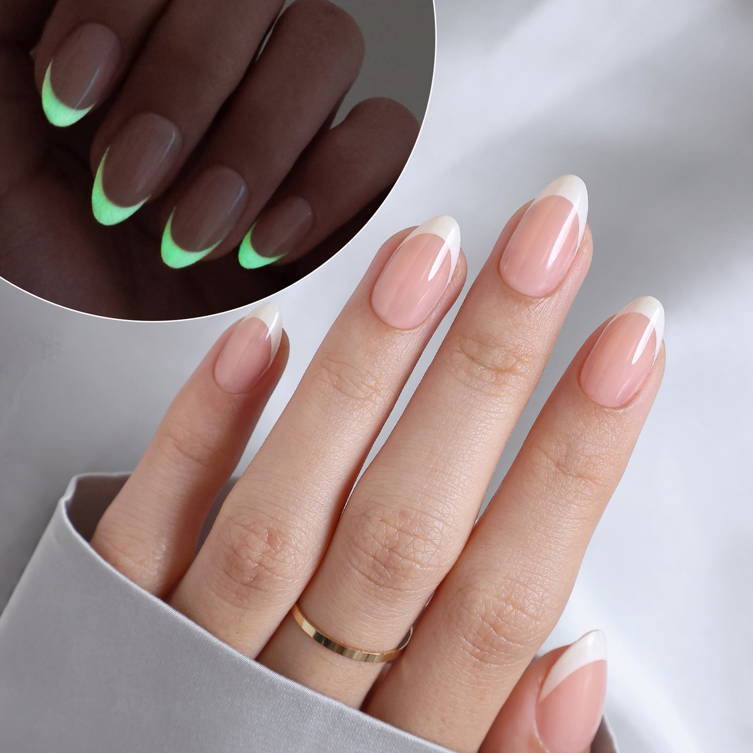 White French   Glow in the Dark  Short Length