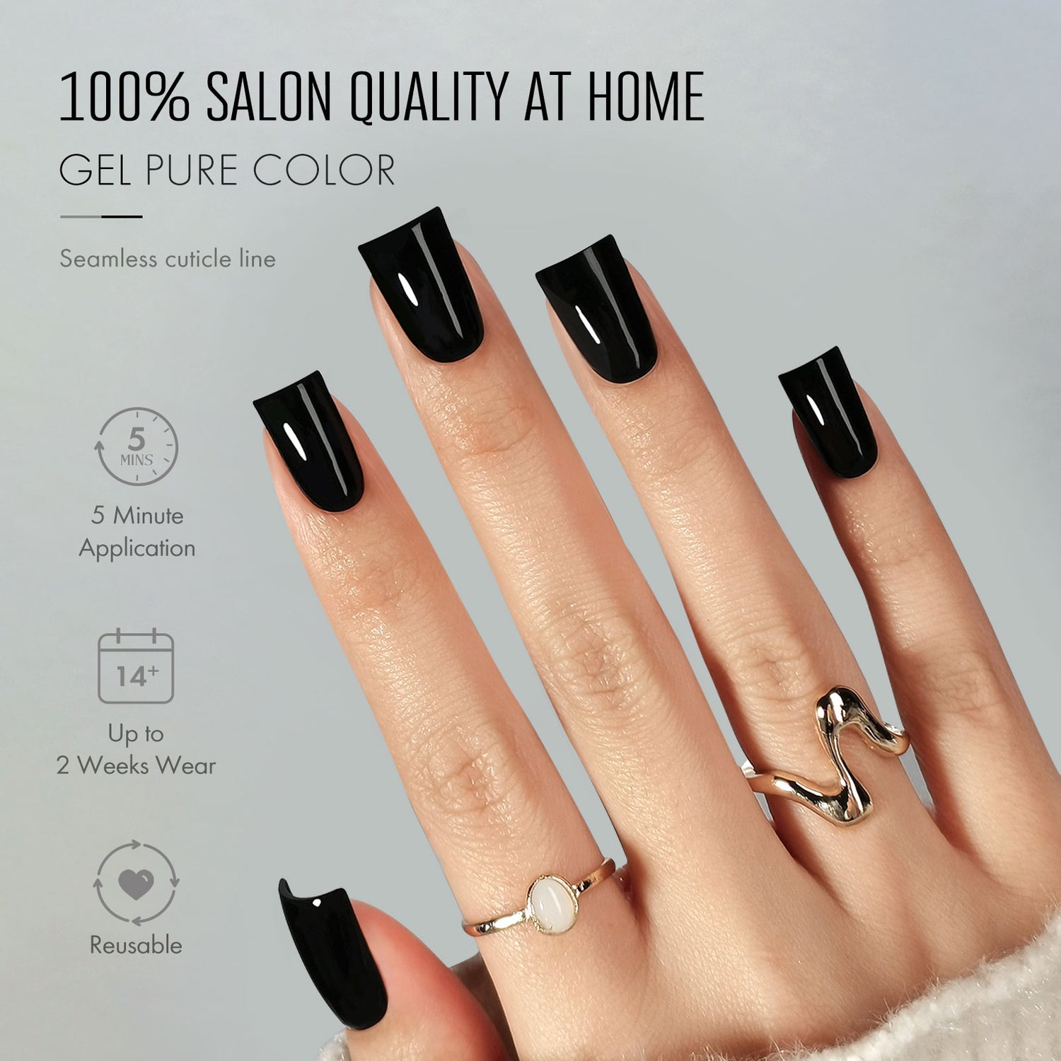 Mirror Black Duck Shape Press on Nails