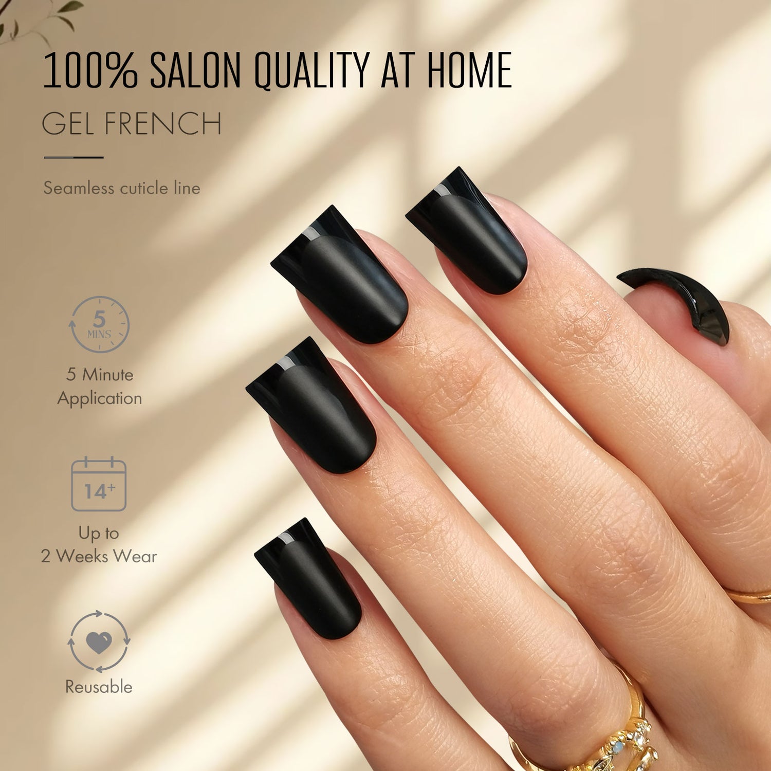 Long Square French Gel False Nails Bundles