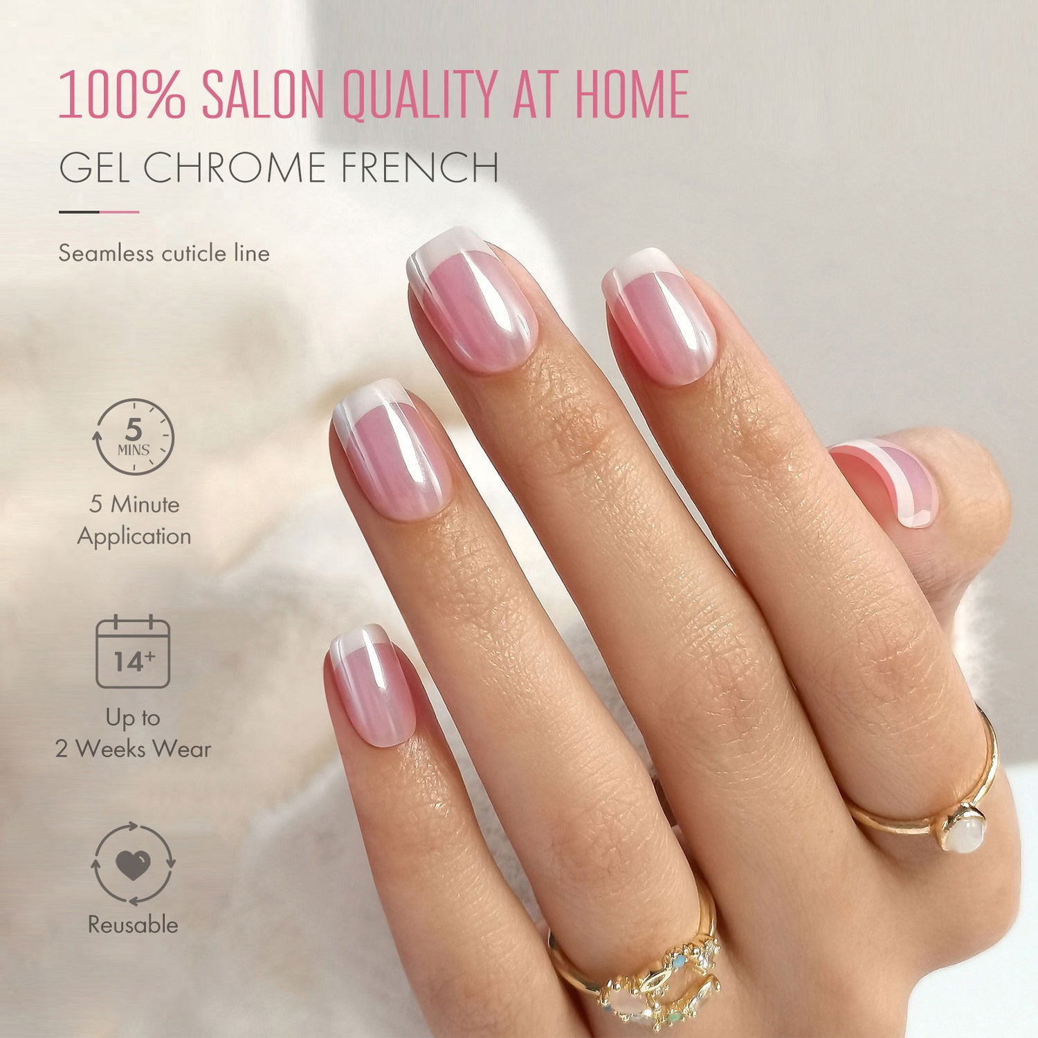 Square French Soft Gel Fake Nails Bundles