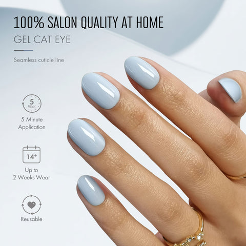 Baby Blue Short Oval Press-on Nails