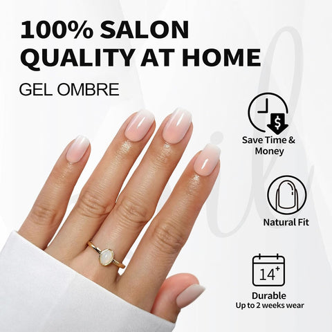 Gradient White Ombre Short Square Nails