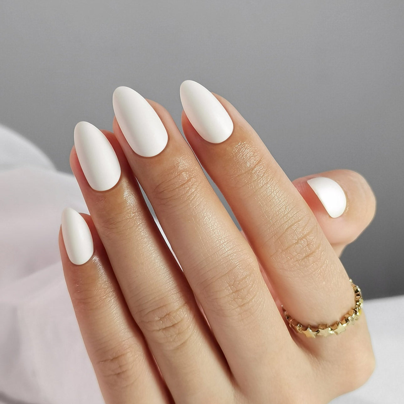 Angel White Almond Press-on Nails