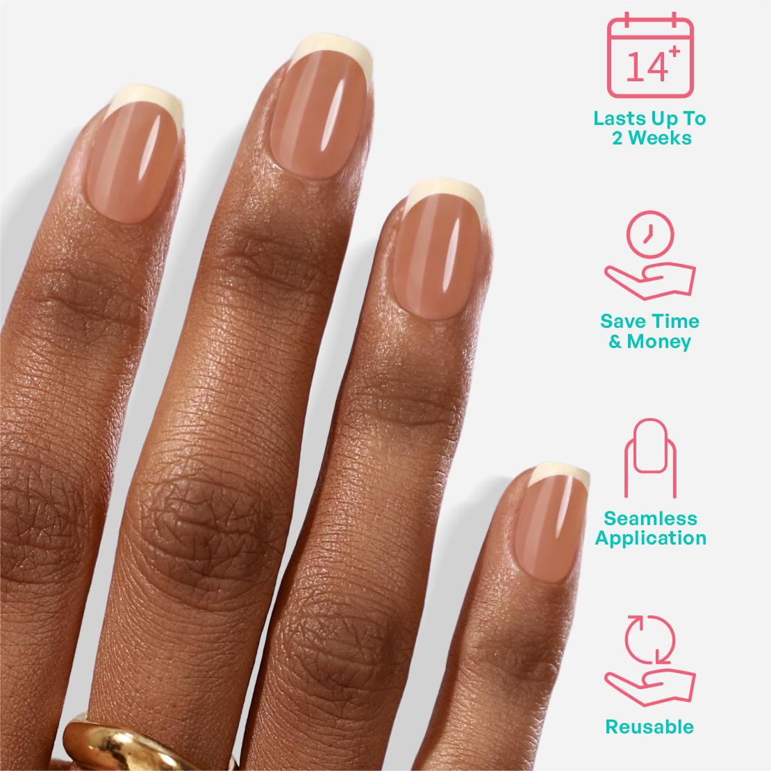 Beige Ivory French Tip Short Square Nails