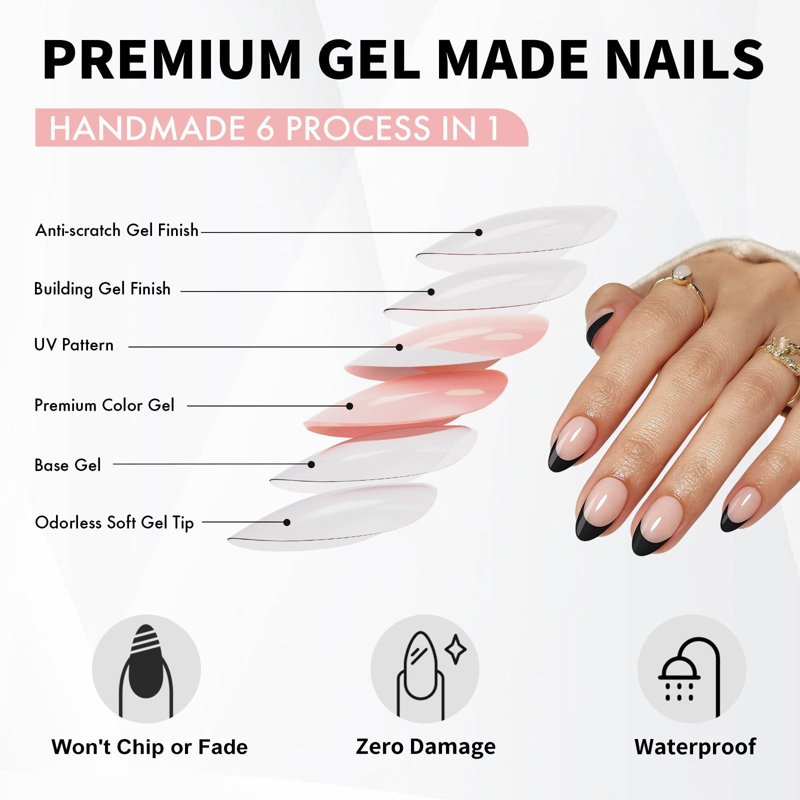 Heercun Mandelnagel-Tips Set – 600 Stück, 12 Größen, Halbmatt & Flexibel Für Perfekte Gelnägel
