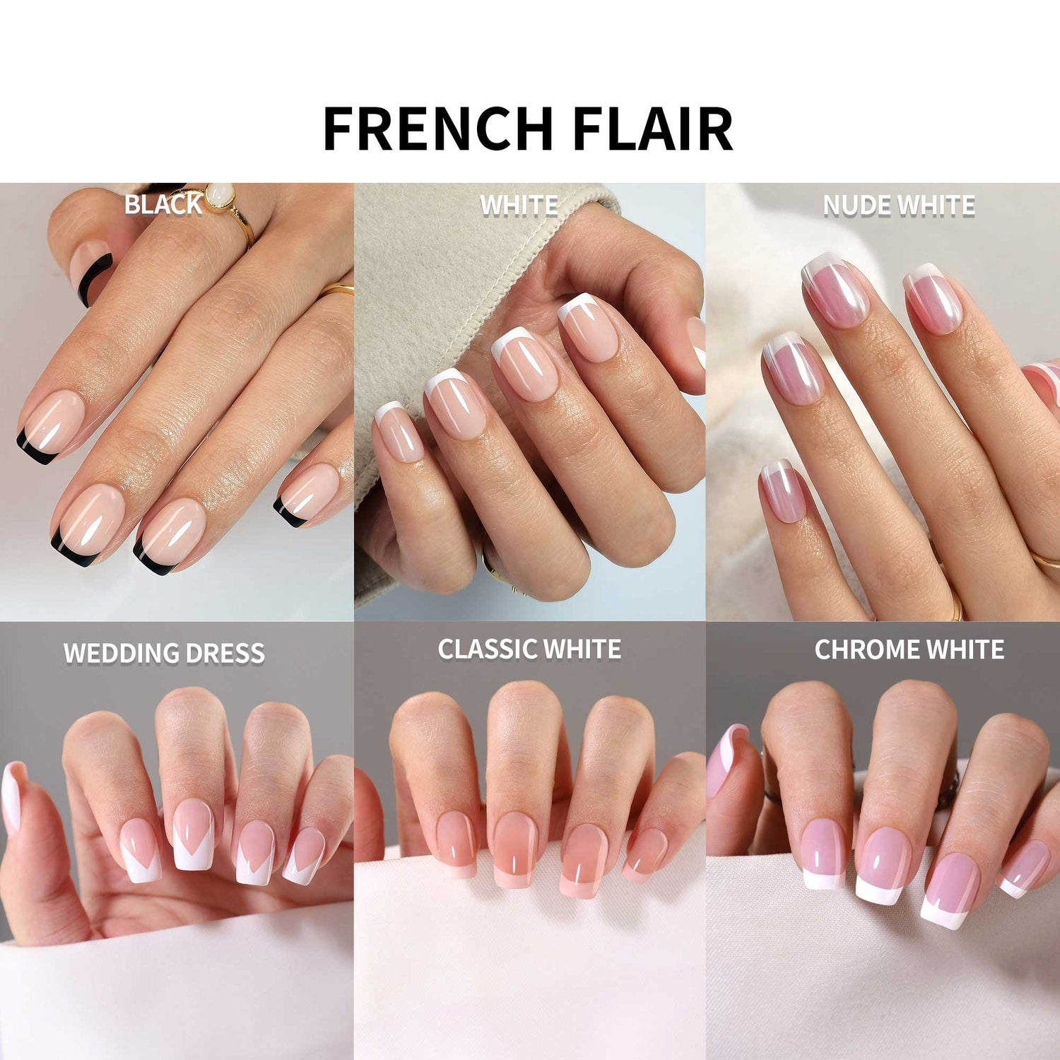 Square French Soft Gel Fake Nails Bundles