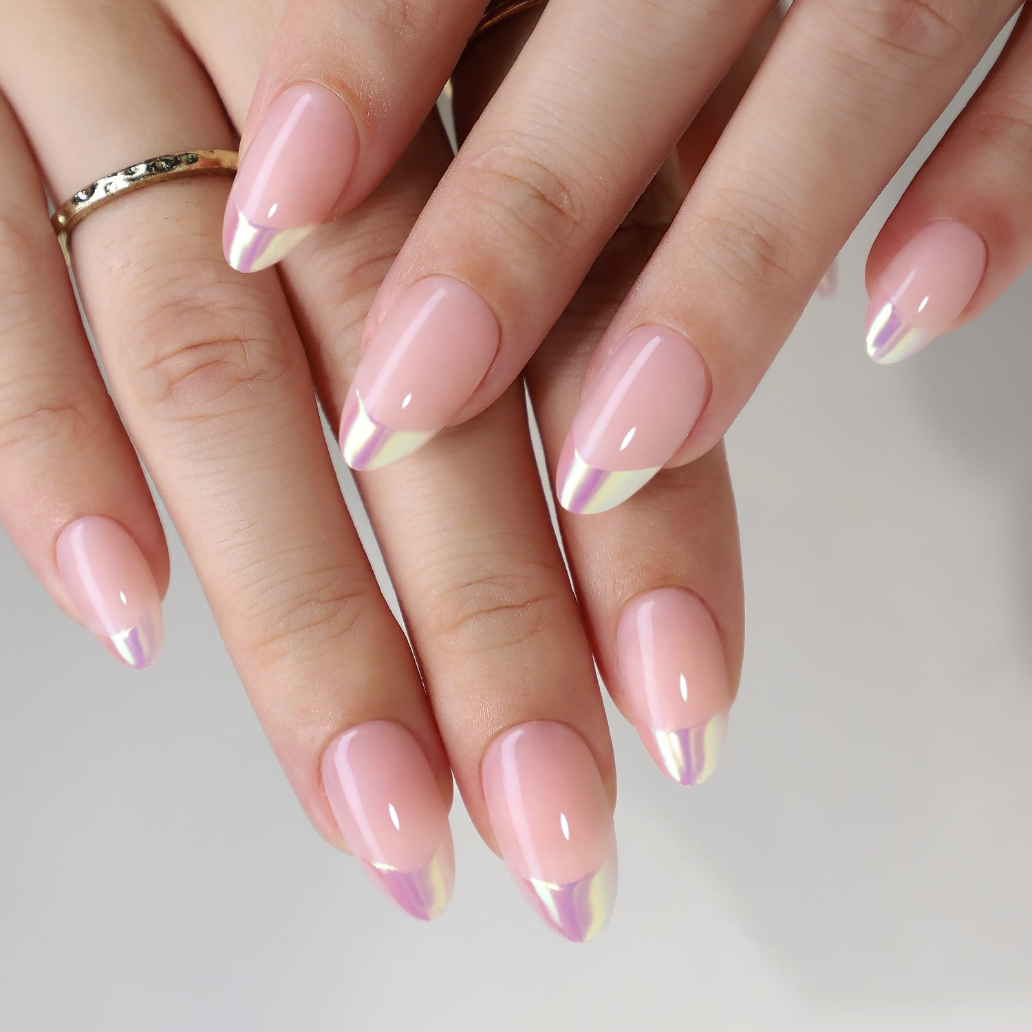 Ongles French Gel Rose Éblouissant à Coller