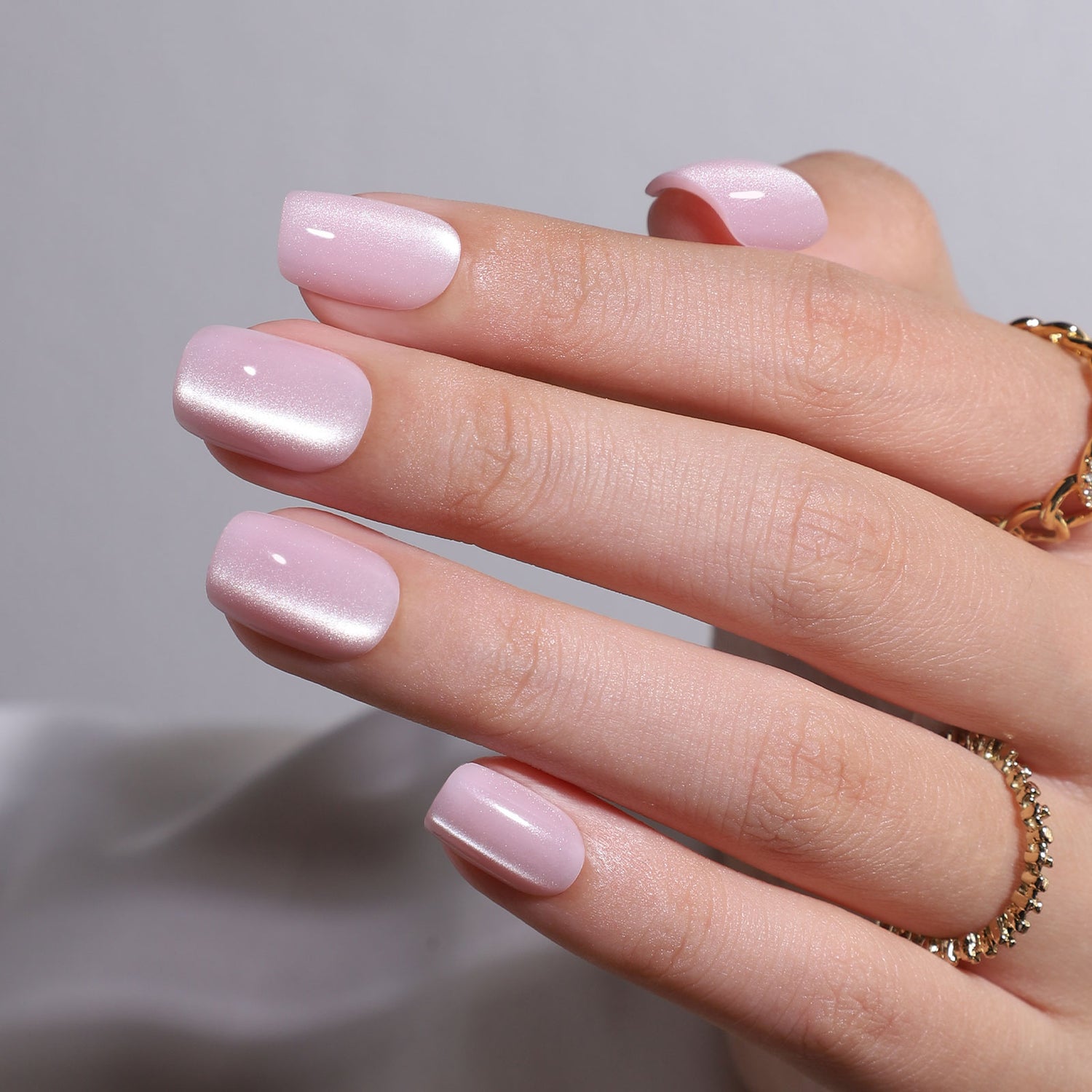 Cat Eye Light Pink Press on Nails Kit
