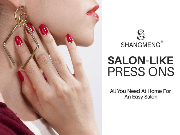 Cardinal Red with 3d Silver Curve Oval Nails detail image 1