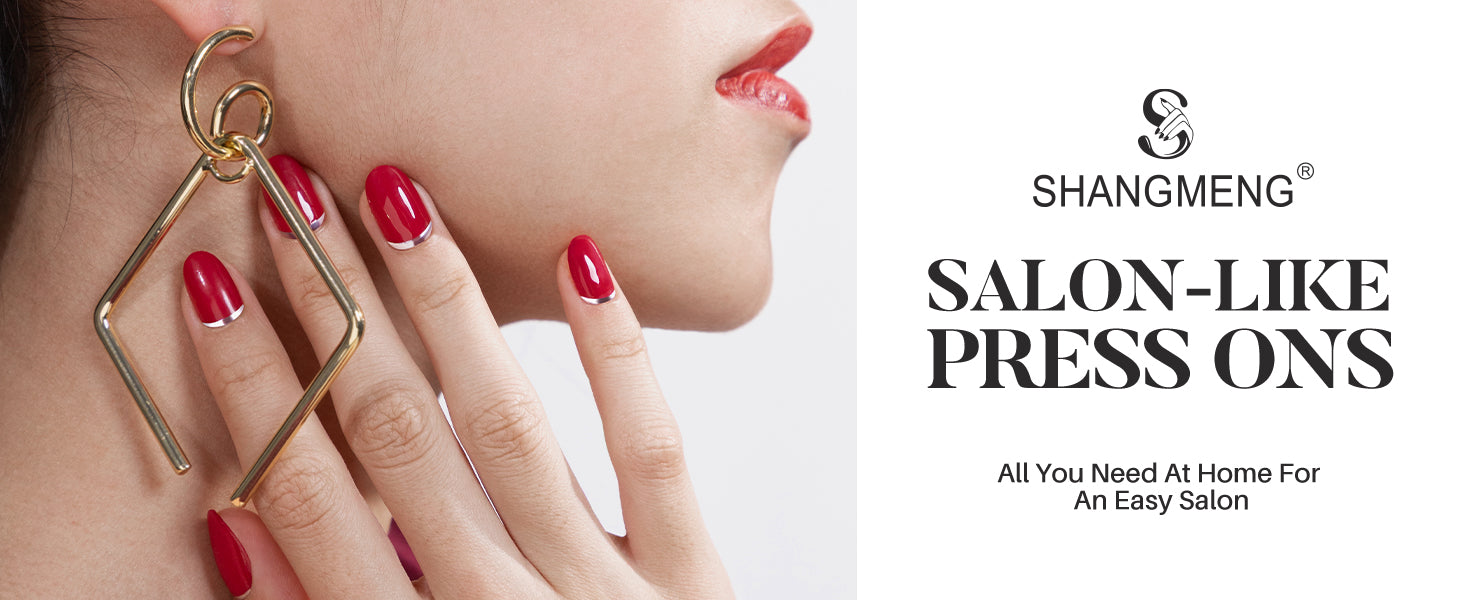 Cardinal Red with 3d Silver Curve Oval Nails detail image 1