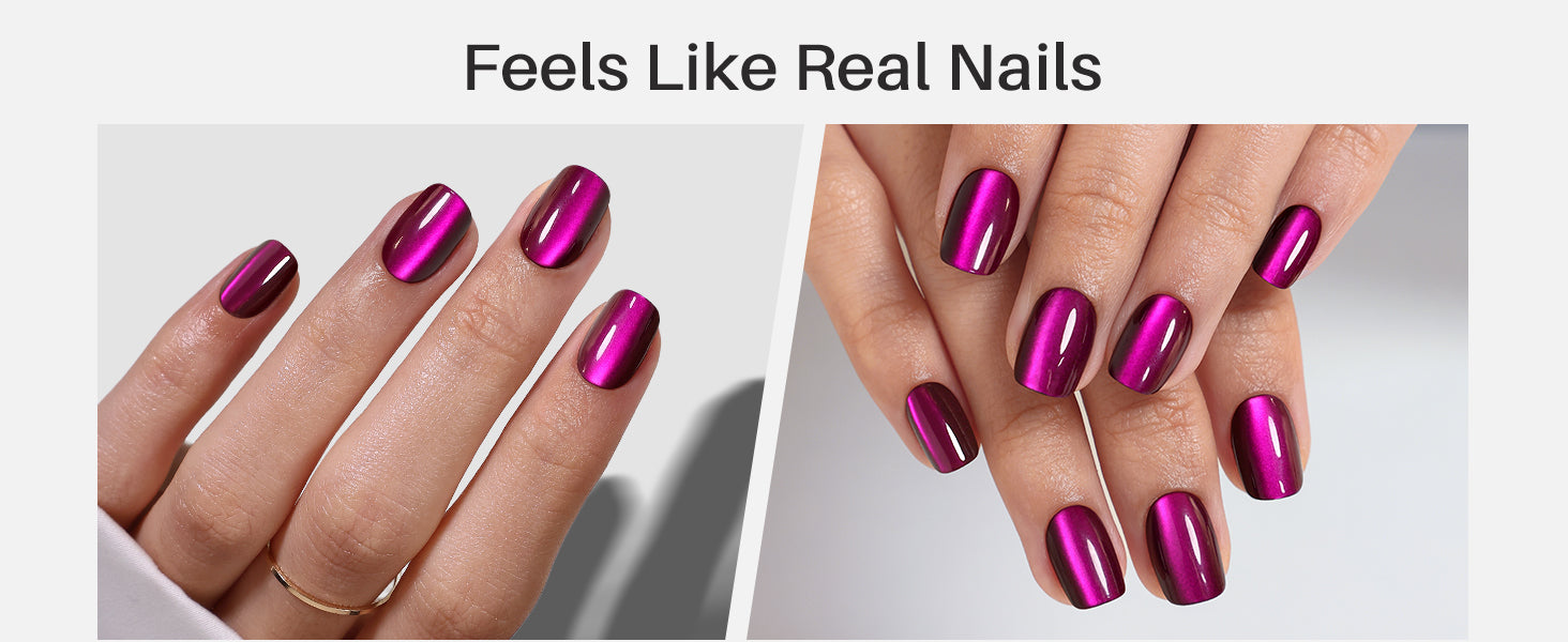 Cat Eye Purple Short Square Soft Gel Press on Nails detail image 3