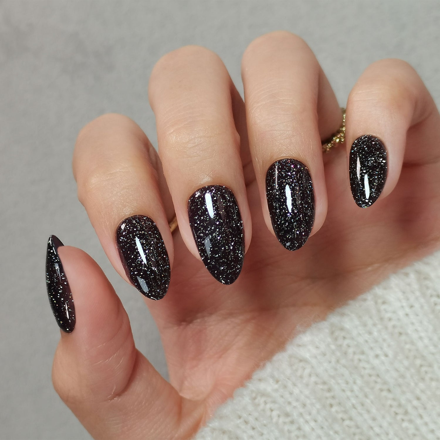 Glitter Black Starry Sky Press on Nails