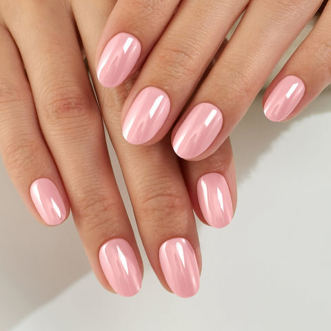 Cherry Blossom Pink Oval Nails