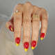 Red Gold-Tipped French Tip Short Press-On Nails