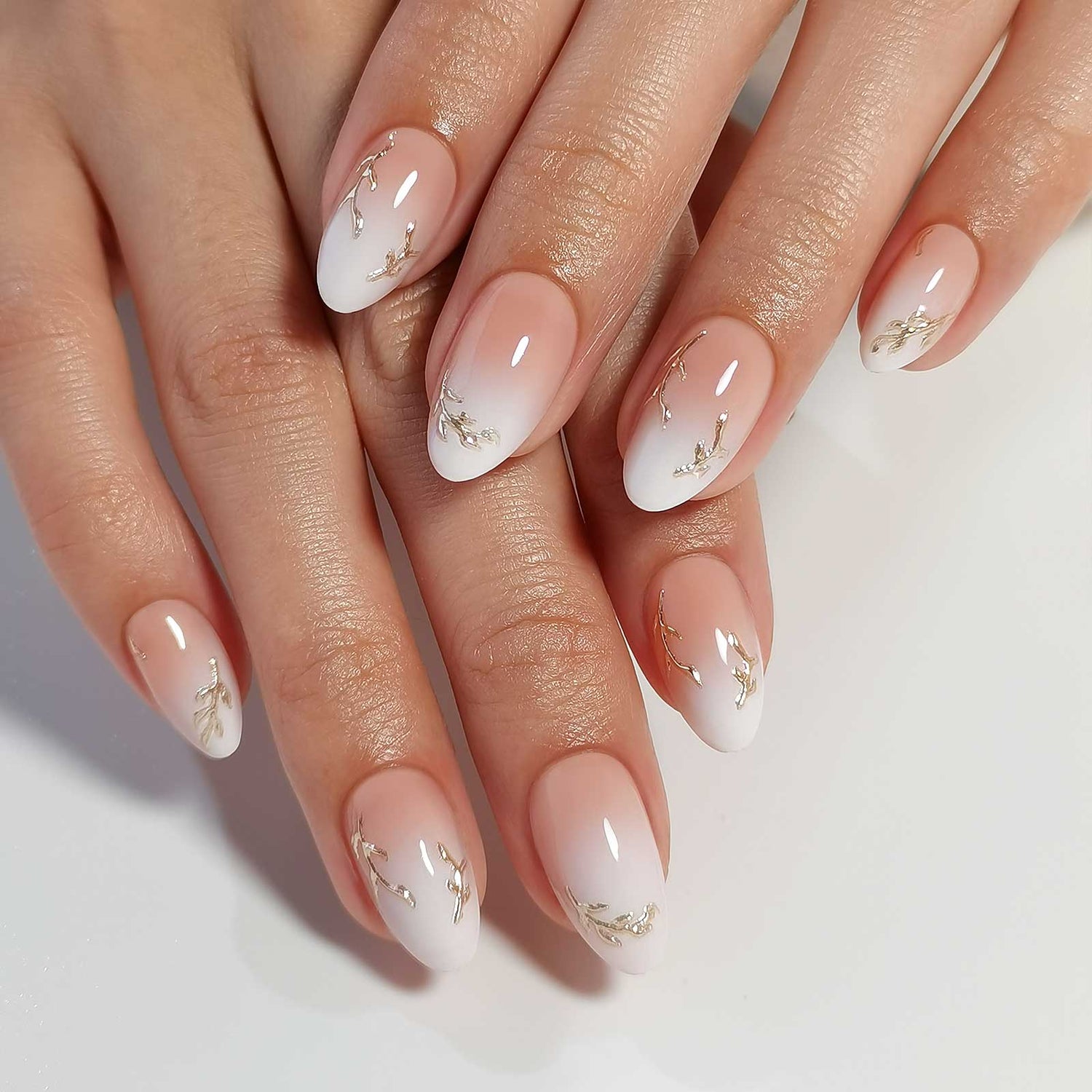 Ongles à coller Golden Willow Ombre Rose Amande