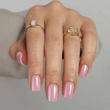 Tabela de medidas para 16 tamanhos das unhas press-on quadradas em rosa-claro Glazed Donut | SHANGMENG®