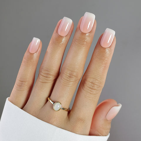 Gradient White Ombre Short Square Nails
