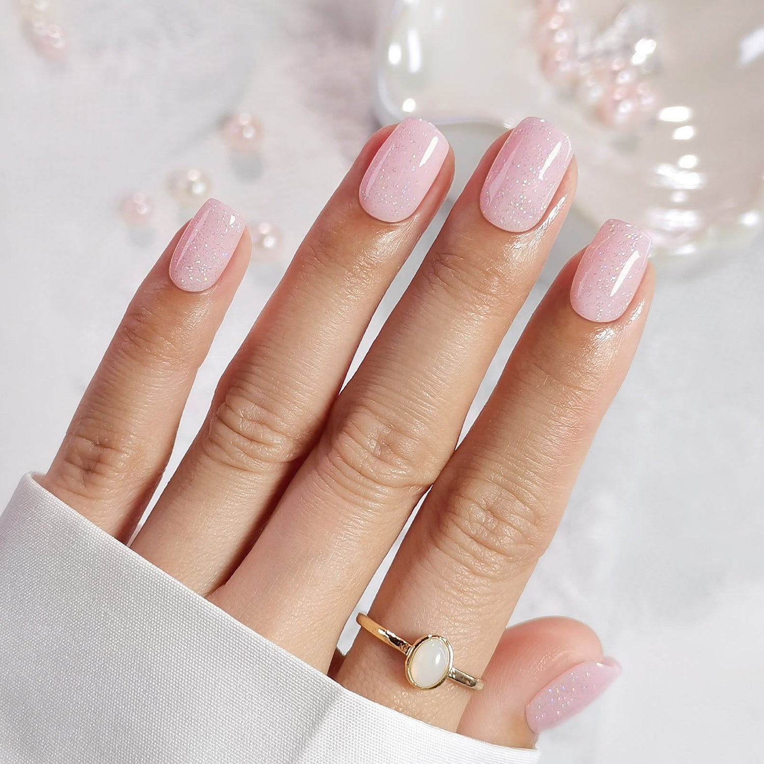 Glitter Shimmering Glam Pink Nails