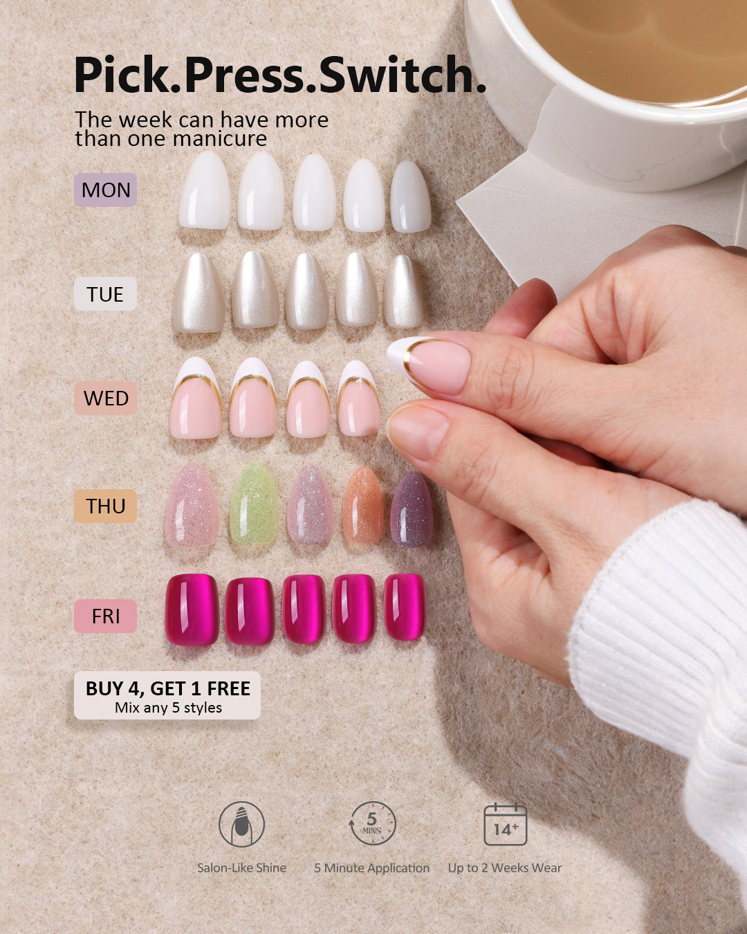SHANGMENG soft gel press-on nails with a natural salon-like finish