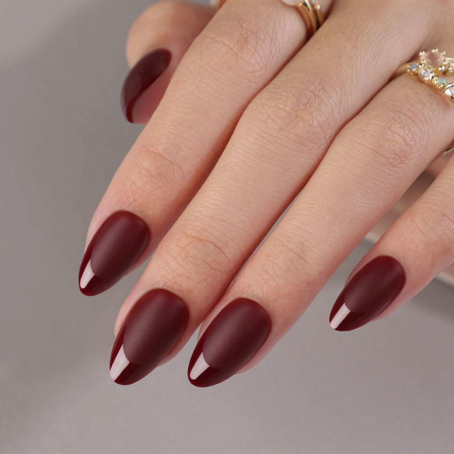 Ancora Red French Almond Nails