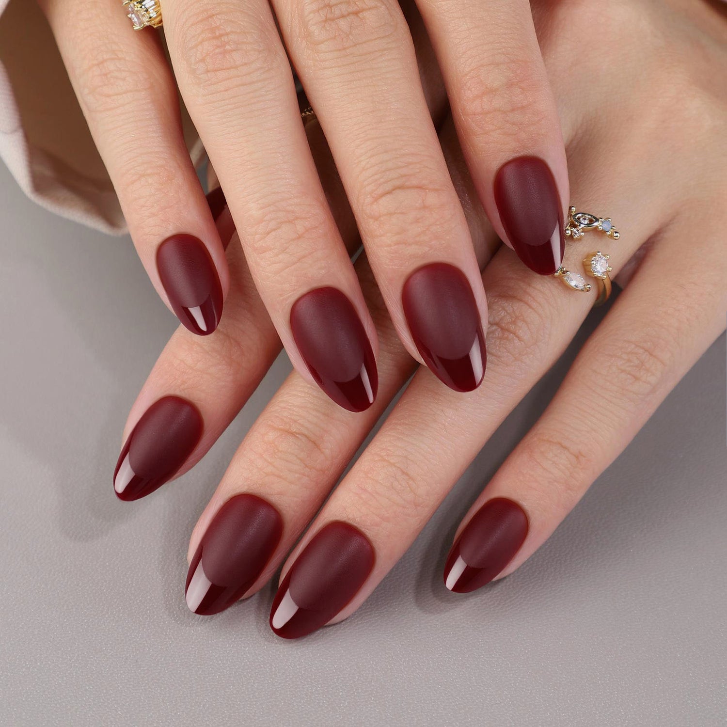Ancora Red French Almond Nails