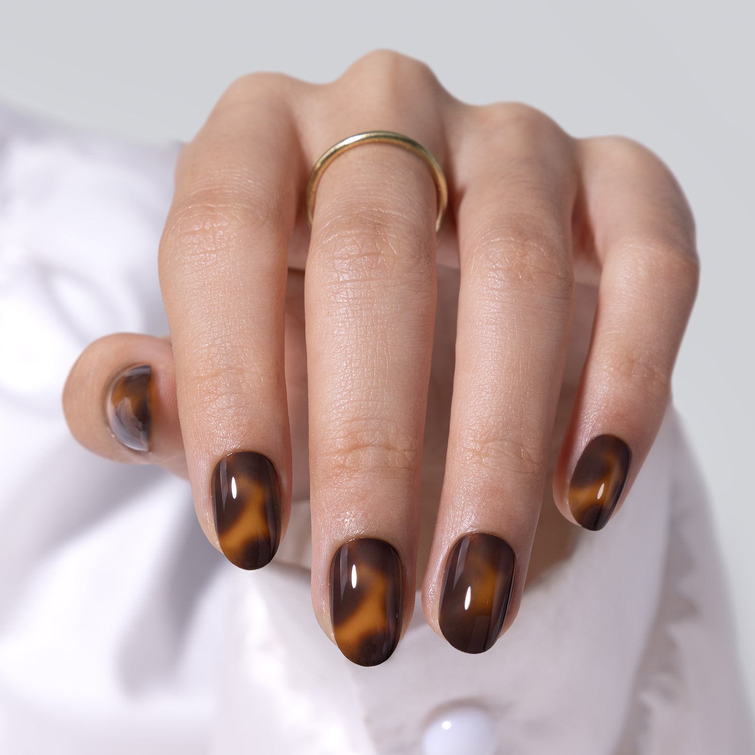 Tortoise Shell Brown Oval Nails Press on