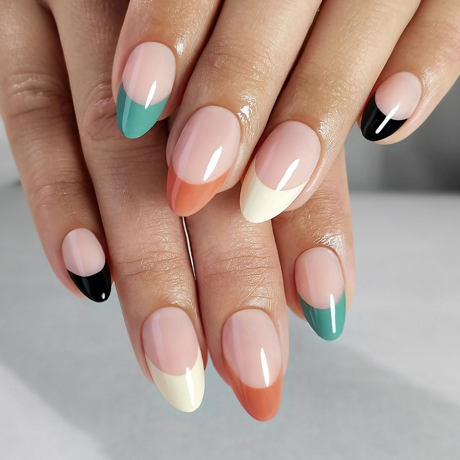 Earth Tones French Tips Press-on Nails