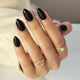 French Matte Black Short Almond Nails